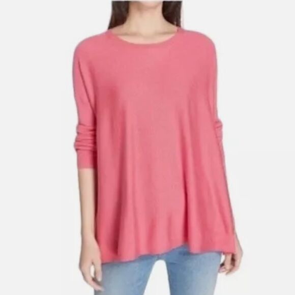 EILEEN FISHER Women’s Candy Pink Drop Shoulder Knit Tencel/Cotton Sweater Sz L - Picture 8 of 9
